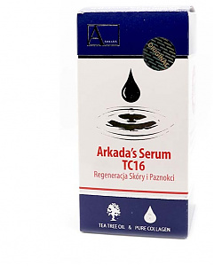 Arkada's TC16 Serum - Arkada kezelések előkészítéséhez, gombás fertőzések és körömlemez felválás kezelésére.Segíti a körömlemez, körömágy, bőr regenerálódását hegek, sérülések esetén, gyorsítja a sebgyógyulást. Emellett kifejezetten ajánljuk gombás fertőzések és körömlemez felválás kezelésére, mivel gyorsítja a köröm növekedését, és megakadályozza a másodlagos fertőzések kialakulását.Természetes összetevői között szerepel a halkollagén, teafaolaj, oregánó olaj.
